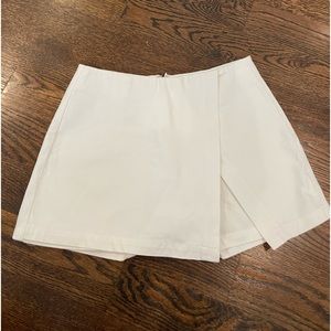 Cotton Off-White Zip-Up Dress Skort